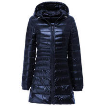 Jaqueta tipo duck down feminina, casaco longo para mulheres, quente e ultraleve com capuz, para inverno 5xl 6xl 7xg 2024 - compre barato