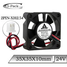 Gdstime-ventilador para impressora 3d, ventilador cooler, dc 24v, 35mm x 10mm, 35mm, 2 pinos, mini cpu, dissipador de calor axial, 3cm, 3510s, 5 peças 2024 - compre barato