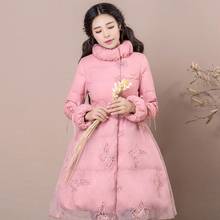 Winter Stand Collar Lace Embroidery Down Coat Female Net Yarn Stitching Was Thin Thicker Warm Fluffy Down Coats F2341 dropship 2024 - buy cheap