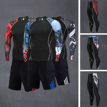 Traje de secado rápido para hombre, ropa de compresión MMA, camiseta de manga larga y leggings, chándal, 2 unids/set/conjunto 2024 - compra barato