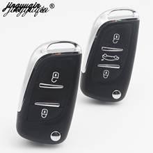 Jingyuqin carcaça de chave remota modificada com flip 3 btn, para peugeot 406 407 408 308 307 207, estojo ce0536 2024 - compre barato