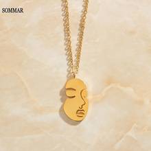 SOMMAR Xmas Gift 18KGP Gold Filled women pendant necklace Abstract face perfume women Engagement Wedding Jewelry Accessories 2024 - buy cheap