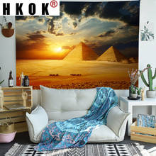 HKOK Sacred Pyramid Tapestry Egypt Travel Fantasy Forests Starry Sky Art Wall Hanging Tapestries for Living Room Home Dorm Decor 2024 - buy cheap