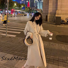 Moda coreana único breasted longo casacos femininos 2019 inverno elegante lã cashmere casacos 2024 - compre barato