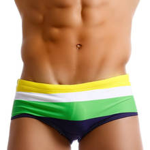 Сексуальные цветные полосатые плавки для плавания, Мужская одежда для плавания, плавки, бикини, купальный костюм для мужчин, пляжная одежда для серфинга, спортивный костюм 2024 - купить недорого