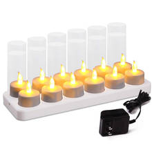 Pack of 12 Not Flickering or Flickering Flameless LED Candles With Rechargeable Battery,Long Battery Life For Wedding Home 2024 - buy cheap
