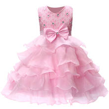 6 цветов, Детские платья для девочек от 3 до 8 лет, Летнее Детское платье для девочек кружевное платье принцессы без рукавов с бантом Платья с цветочным узором для девочек 2024 - купить недорого