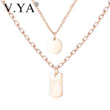 V.YA Simple Stainless Steel Necklace Round Brand Square Pendant Necklaces For Women Jewelry Accessories Chain Birthday Gift 2024 - buy cheap