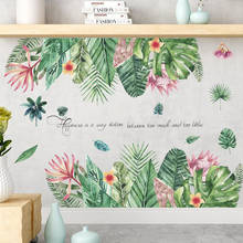 Adesivos de parede com plantas tropicais verdes nórdicas, adesivos de decoração para sala de estar, quarto, decoração de canto e porta 2024 - compre barato