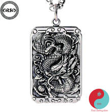 Collar étnico Retro de plata de ley 999 auténtica, colgante de Buda tibetano, dragón chino, amuleto, sin cadena 2024 - compra barato