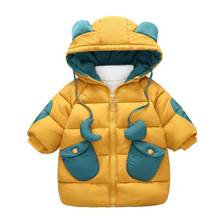 Casaco de algodão quente para bebês meninas, jaqueta corta-vento de inverno para crianças de 2-7t, roupa de neve espessa com capuz para meninas 2024 - compre barato