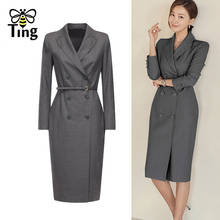Tingfly-vestido coreano Vintage elegante para mujer, prenda con doble botonadura, hasta la rodilla, informal, Retro, con muescas 2024 - compra barato