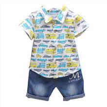 New Summer Children Clothes Suits Baby Boys Girls Cartoon T-Shirt  Denim Shorts 2Pcs/set Toddler Casual Clothing Kids Tracksuits 2024 - buy cheap