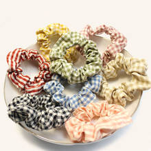 Women Plaid Slim Elastic Scrunchies Ponytail Holder Hair Rope Rings 2021 Summer Hair Accessories Scrunchies Wholesale 8pcs/set 2024 - buy cheap