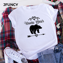JFUNCY-Camiseta de verano para mujer, ropa con letras estampadas en tallas grandes 5XL, holgada, 100% algodón, de manga corta 2024 - compra barato