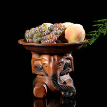 Novidade bandeja de madeira para frutas, decoração do sudeste asiático, bandeja criativa para doces, decoração retrô, elefante, presentes de casamento 2024 - compre barato