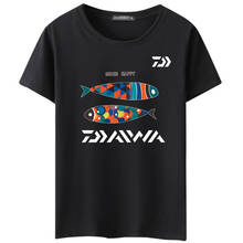 Daiwa camiseta com manga curta de algodão, camiseta de manga curta para pescaria, isca de peixinho e truta, secagem rápida, anti-uv, roupa respirável 2024 - compre barato