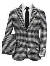 Ternos masculinos feitos sob encomenda conjunto fino ajuste do noivo smoking para o baile de formatura de casamento formal houndstooth jaqueta calças 2 peça ternos para homem 2024 - compre barato