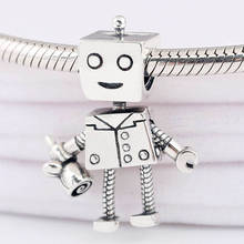 Original Rob Bot Moveable Arms And Legs And A Rose Beads Fit 925 Sterling Silver Bead Charm Bracelet Bangle Diy Jewelry 2024 - buy cheap