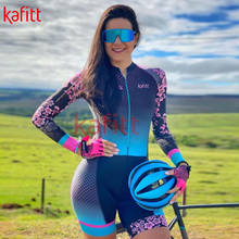 Kaflt conjunto de trajes de ciclismo feminino, conjunto de roupas de ciclismo para mulheres, macacão de manga comprida, roupas esportivas, condicionamento físico especial e de corrida 2024 - compre barato