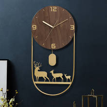 Luxury Large Wall Clock Wood Metal Gold Living Room Pendulum Clocks Wall Creative Deer Head Reloj De Pared Gold Bird Home Decor 2024 - buy cheap