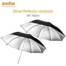 Guarda-chuva refletor godox, 2 peças, 40 ", 102 ou 43", 108cm, estúdio fotográfico, flash, luz, preta, prateada 2024 - compre barato