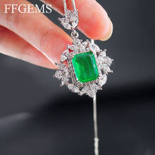 FFGems-collar de turmalina esmeralda de Paraiba brasileña para mujer, colgante cuadrado de piedras preciosas, joyería fina, regalo de boda para fiesta 2024 - compra barato