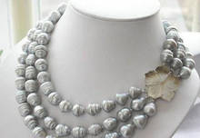 Collar de perlas barrocas de triple hebra, 11-13mm, natural, gris del Mar del Sur, 17-19" 2024 - compra barato