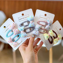 Lote de 5 unidades de pinzas BB de algodón para niña, accesorios para el cabello con lazo de Color caramelo y flores, horquillas de estilo coreano 2024 - compra barato