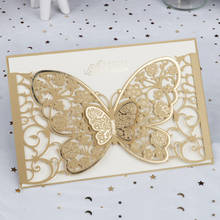 100pcs Butterfly Laser Cut Wedding Invitation Cards Hollow Flora Greeting Cards Customized Wedding Decoration Party Supplies 2022 - buy cheap
