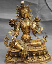 912+++ Chinese Folk temple Copper Bronze Green Tara GuanYin Kwan-yin Bodhisattva Statue 2024 - buy cheap