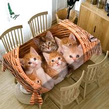 Cute Kittens in the Bamboo Basket Thicken Cotton Tablecloth 3d Dog and Cat Washable Cloth Rectangular and Round Table Cloth 2024 - buy cheap