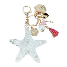 New creative acrylic tassel starfish key ring pendant ladies bag car key pendant children birthday gift 2024 - buy cheap