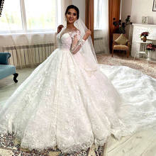 Long Sleeves Women Boho Wedding Dress 2020 Plus Size Illusion Tulle Lace Appliques Bridal Gowns Ball Gown Beading Bride Dresses 2024 - buy cheap