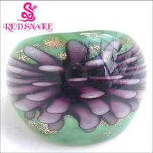 Anillo de moda de serpiente roja hecho a mano, color verde con flor cristal de Murano púrpura 2024 - compra barato