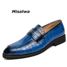 Misalwa-zapatos Oxford de punta estrecha para hombre, mocasines informales de estilo italiano, para negocios y boda, azul y rojo, 38-48 2024 - compra barato