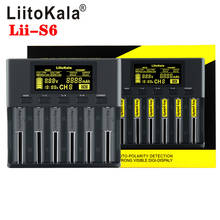Liitokala carregador de bateria 18650, carregador com 6 espaços, polaridade automática, detecção de sobrecarga para bateria aaa 18650 26650 2024 - compre barato