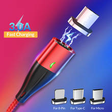 1/2m 3a led carregador magnético micro usb tipo c cabo de carregamento rápido para iphone samsung huawei tipo de fio magnético-cabo de dados do telefone c 2024 - compre barato