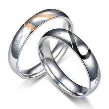 2021 Ручные украшения, простые персиковые, в форме сердца, из нержавеющей стали, парные кольца, титановое стальное обручальное кольцо для пары 2024 - купить недорого