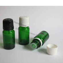 Garrafa de óleo essencial de vidro vazio com tampa transparente, recipiente de óleo essencial verde de vidro de 10cc 360x10ml 2024 - compre barato