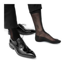 Formal Dress Suit Silk Socks for Leather Shoes Mens Sexy Thin Sheer Gay Sock Fetish Collection Hose Stockings 2024 - buy cheap