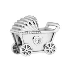 Baby's Pram Clear CZ Charm Silver Enamel Fits 925 Silver Original Bracelets For Woman Fashion Jewelry Beads For Jewelry Making 2024 - buy cheap