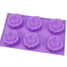 6-Hole Rose Silicone Mold Chocolate Cake Jelly Candle Mould Handmade Soap DIY Crafts Decoration Baking Tools 2024 - buy cheap