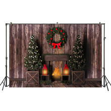 Photography Background Christmas Decoration Tree Retro Vintage Wooden Wall Fireplace Christmas Backdrops for Photo Studio W-3383 2024 - buy cheap