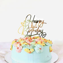 Ins topper de bolo de feliz aniversário, decoração de cupcake decoração de bolo rosa dourado acrílico para aniversário, chá de bebê, suprimentos de sobremesa 2024 - compre barato