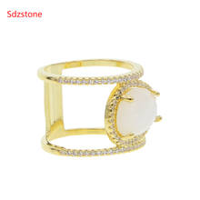 Fashion white Stone Ring Gold Color Hollow Out Round cz Rings for Women Engagement Jewelry Cocktail Rings Gifts 2024 - buy cheap