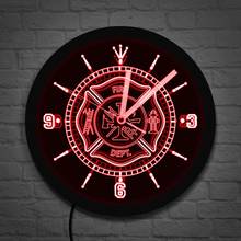 Reloj de pared luminoso con señal de neón para bomberos, lámpara LED que cambia de Color, para rescate, Departamento de Bomberos, regalo único 2024 - compra barato