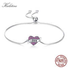 KALETINE Antique Heart Lettering Bracelet Retro 925 Sterling Silver Bracelets for Women Crystal Love Tiffan Jewelry 2018 KLTB046 2024 - buy cheap