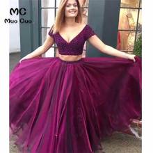 Ball Gown Heavy Work Prom Dresses Evening Gown Beaded Two Pieces Gown Tulle Vestido de festa Women prom dresses 2024 - buy cheap