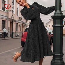 Vestidos de gasa de lunares para mujer, vestido de otoño e invierno de manga larga con cuello y lazo francés 2024 - compra barato